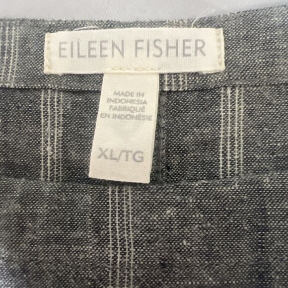Eileen Fisher XL Gray Organic Cotton/Hemp Striped Shift Dress Lagenlook Neutral - Picture 8 of 8